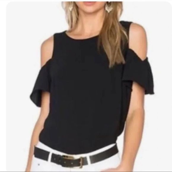 AMANDA UPRICHARD  black sleeveless cold shoulder classic top size medium B6 - Picture 1 of 7